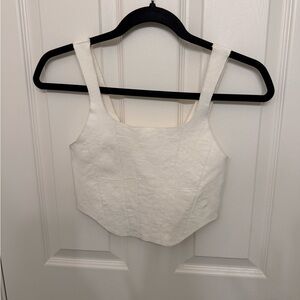 White Free People Movement Cropped Corset Top.